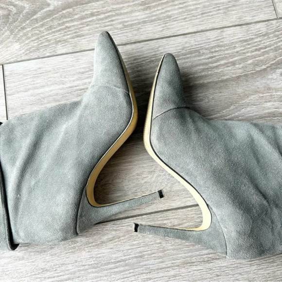 STEVE MADDEN Pilar Gray Suede Fold Over Heeled Boots - Picture 9 of 14